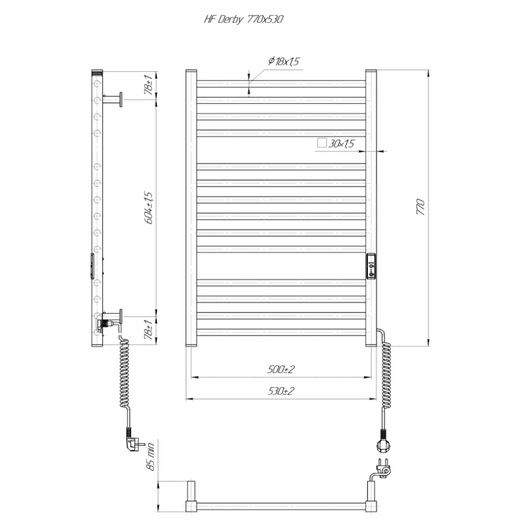 Электрический полотенцесушитель Hygge Family Derby 770х530 белый матовый (6.1.0402.06.WM)- Фото 4